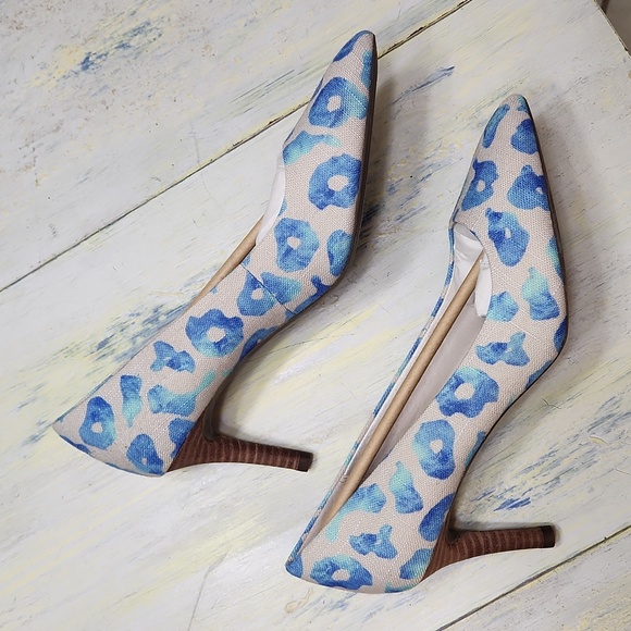 Blue leopard print linen heels Rockport TotalMotion Size 8 Never worn - Picture 4 of 12